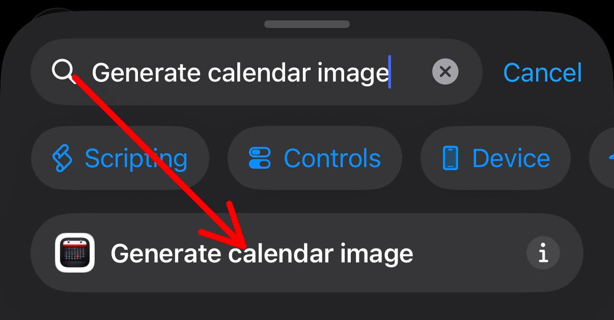 Add Generate calendar image action